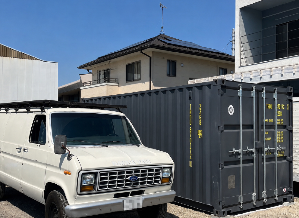 新造20ftドライコンテナ1台を納品した様子